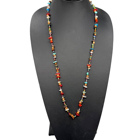 Semi-Precious Gemstones Multicolor Beaded Necklace - Picture 1 of 7
